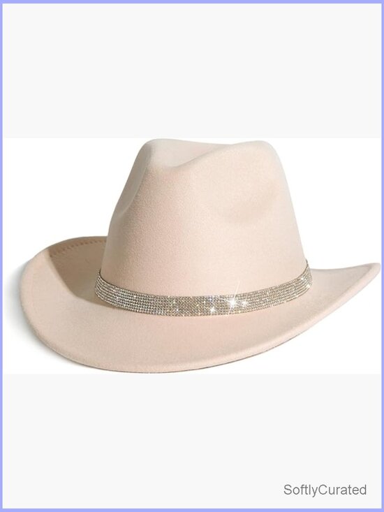 Bling Diamond Buckle Belt Cowboy Fedora Hat Unisex Western main image 5
